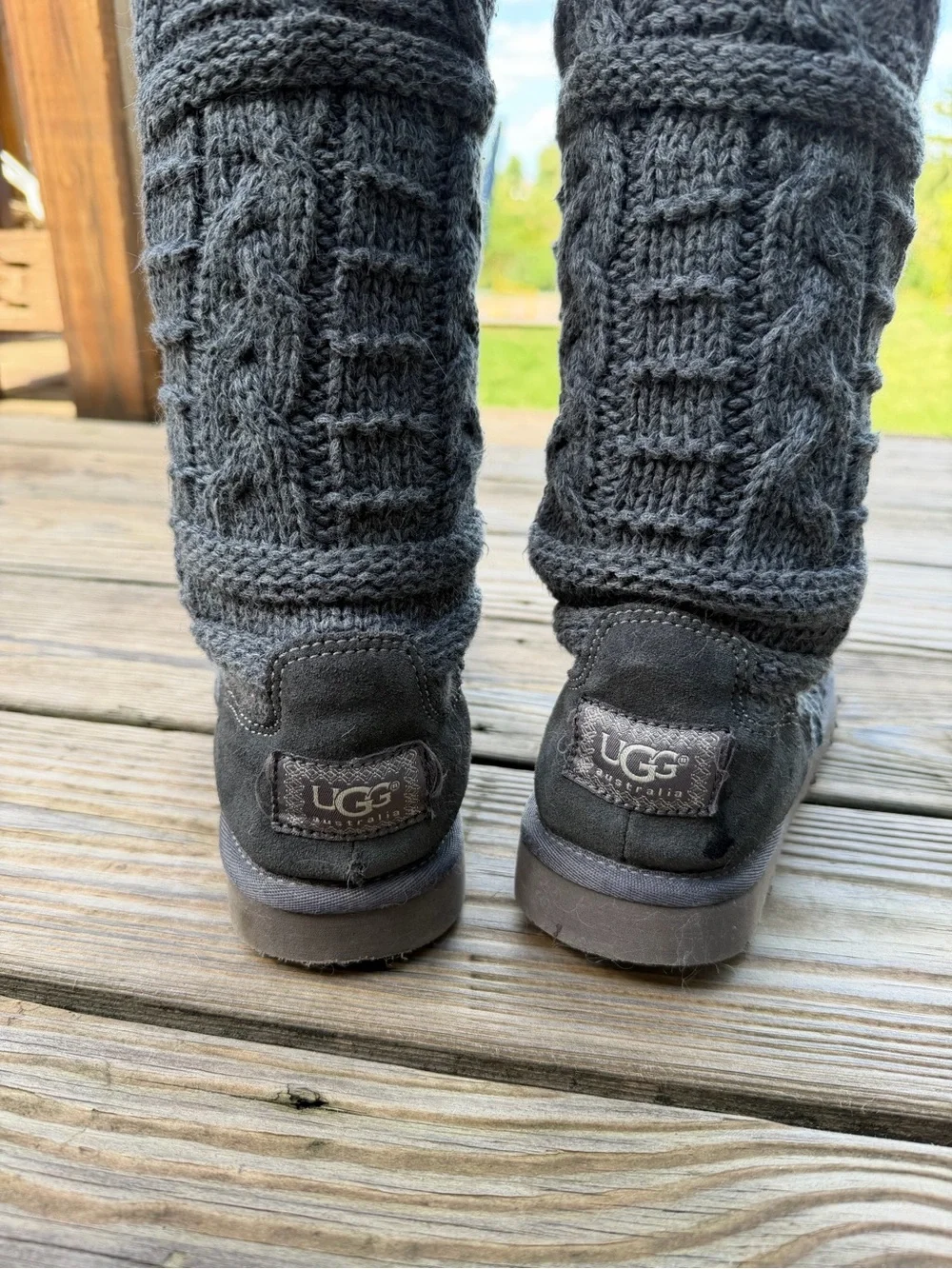 Rare UGG Charcoal Cable-Knit Over-the-Knee Boots size 6